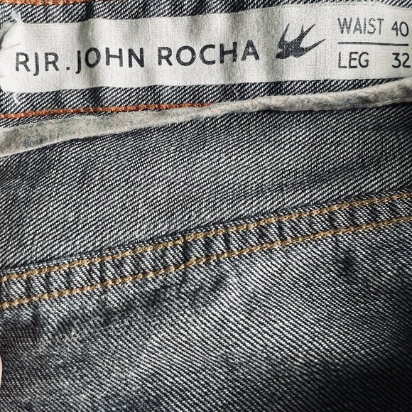 RJR Rocha John Men's Straight Leg Mid Rise Regular Buttons Blue Jeans Size 40x32 - Picture 10 of 14